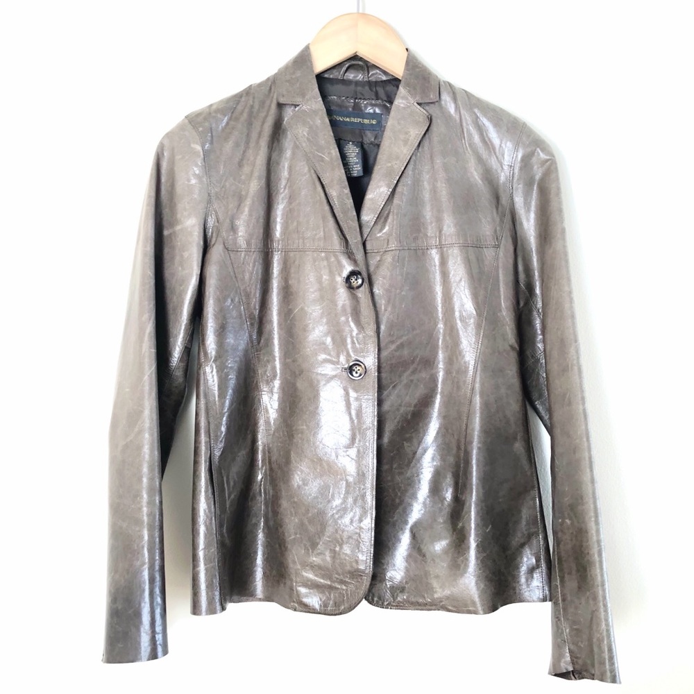SOLD! 💙3/$25 VINTAGE BANANA REPUBLIC Leather Jacket- 0 - Picture 1 of 11